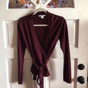 Maroon wrap sweater size M